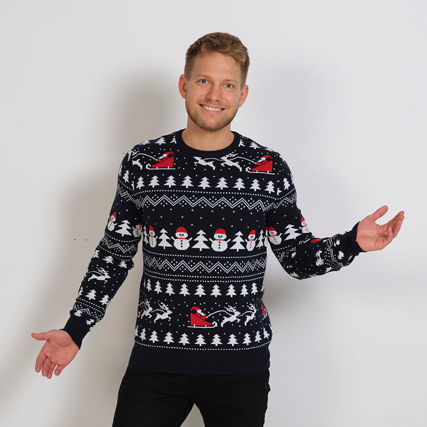 De Stijlvolle Kersttrui Navy - Heren.